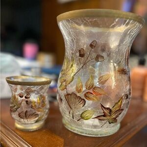 2 pc. Yankee Candle Crackled Glass Vase